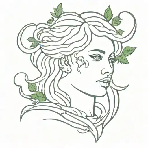 Medusa Head With Weed Leaf Braiding Her Snake Hair