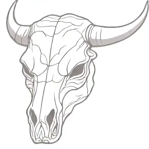 Front Facing Realistic Bull Skull