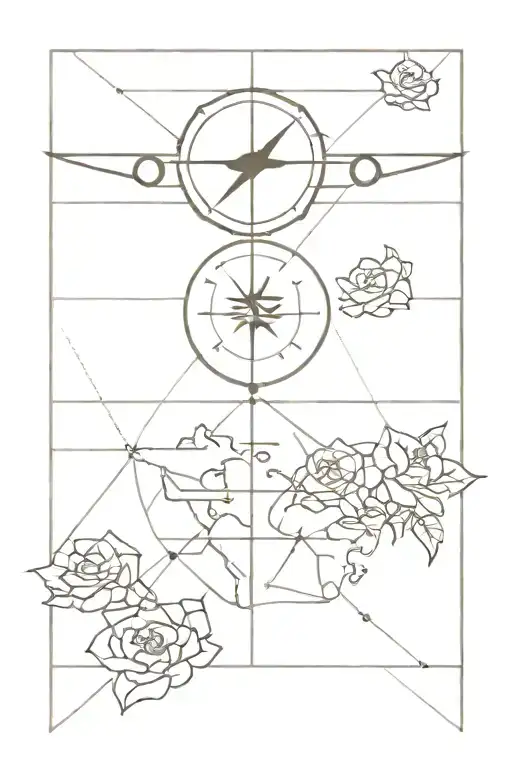 Plane Travel World Grid Lines Flowers Compass