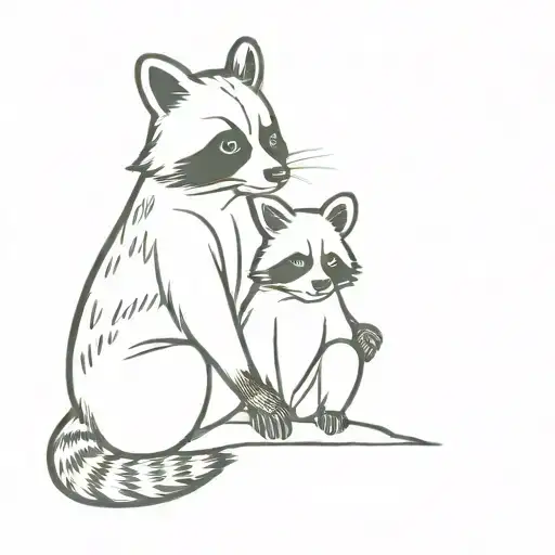 Raccoon And Panda Sitting