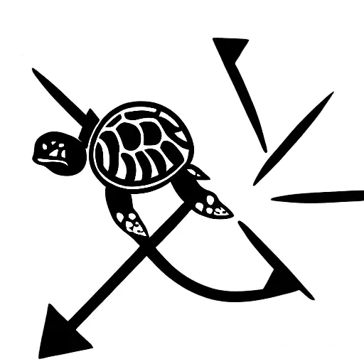 Turtle Tied To Anchor With A Compass