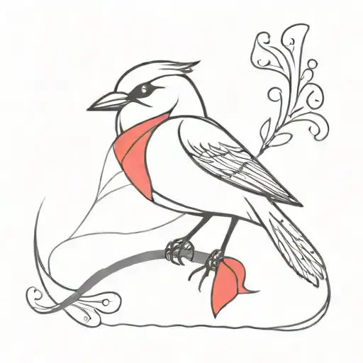 Bird Carrying Red Scarf