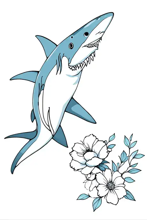 Shark And Flowers
