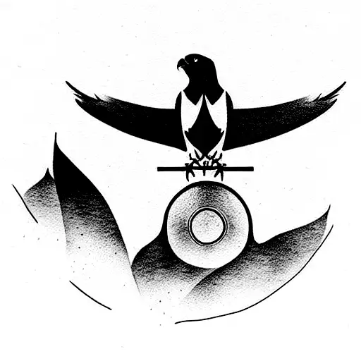 Falcon Outline With Outdoor Images Inside