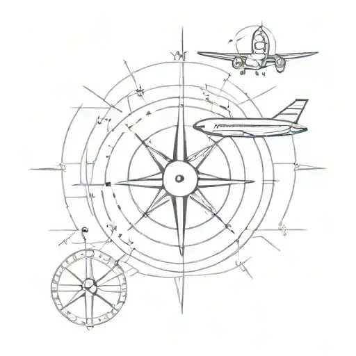 Compass And Airplane Flying