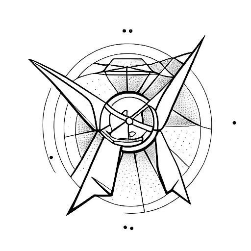 A Minimalist Tattoo Of A Bird In A Spaceship Exploring The Galaxy