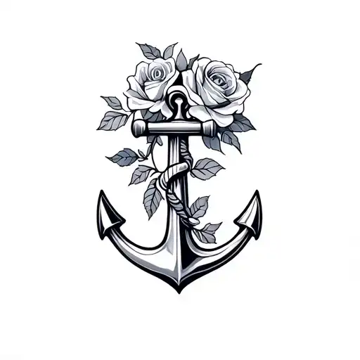 Anchor And Roses Blooming