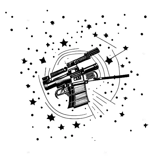 Gun With Stars As Bullets Shooting