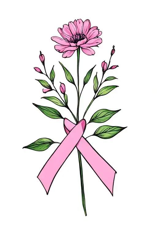 Delicate February Birth Flower With Cancer Ribbon
