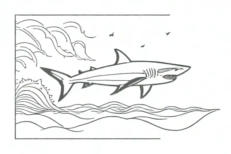 Sun Horizon Waves Shark Swimming Underwater