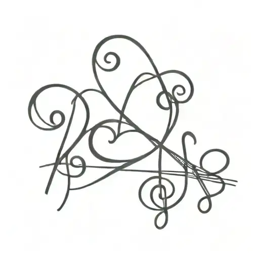 3 Hearts With Music Notes Around A Cross