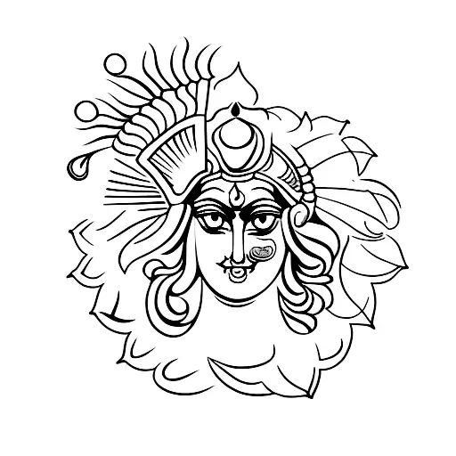 Durga Navami With A Peacock Feather