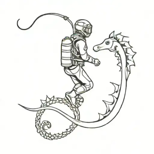 Scuba Diver And Sea Horse