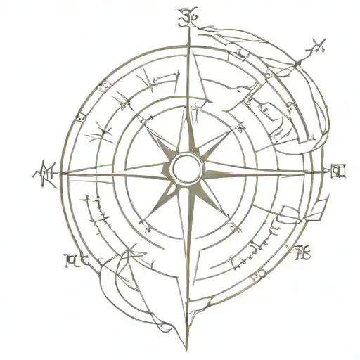Lord Of The Rings Style Tattoo Compass