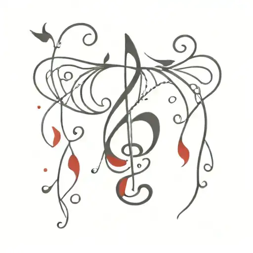 Red Flour De Lis With 4 Leave Pendant And Music Notes