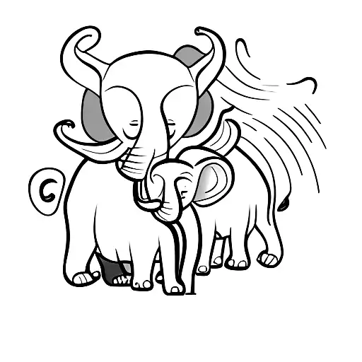 Baby Lion And Baby Elephant