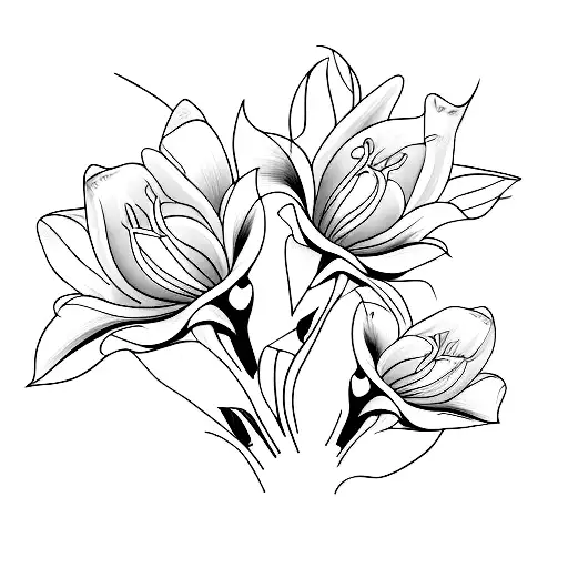 A Fine Line Bouquet Of Morning Glory And Daffodils