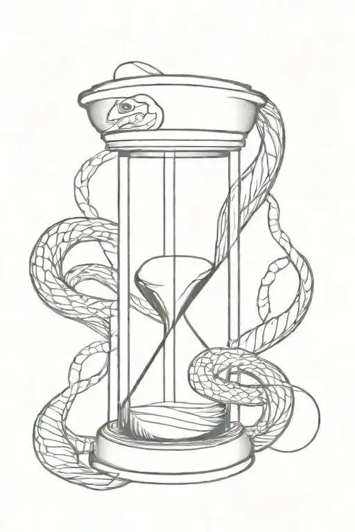 Hour Glass With Snake Wrapping Around It