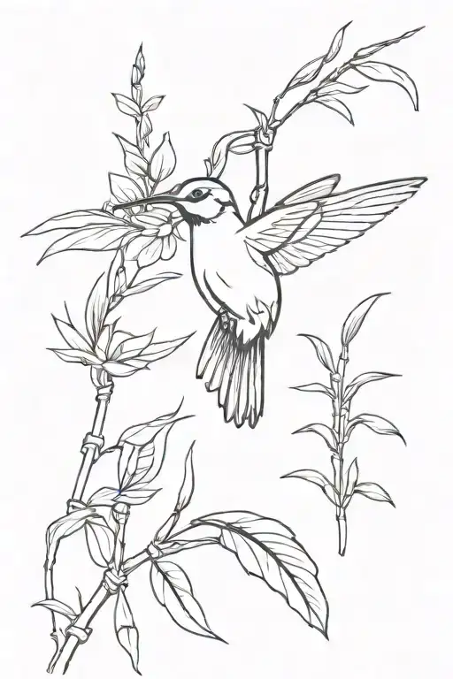 Hummingbird On Bamboo