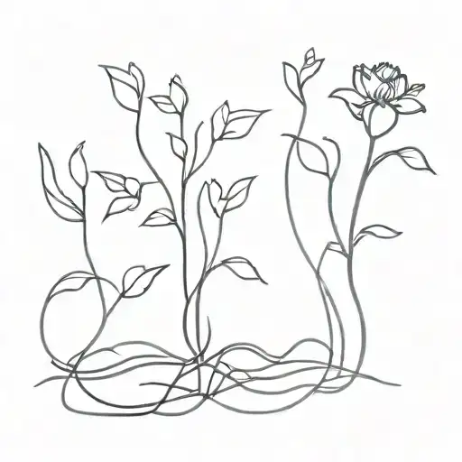 Fine Line Roots Growing Into Flowers