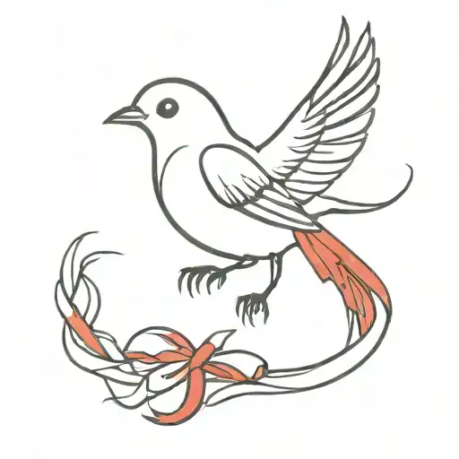 Bird Carrying Red Scarf