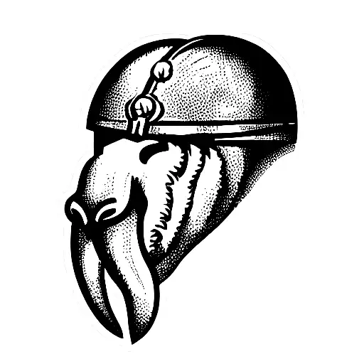 Walrus Wearing A Roman Helmet