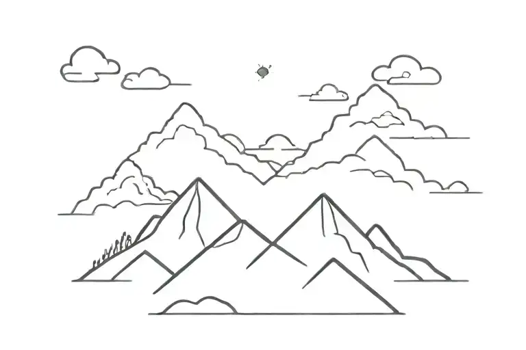 3 Mountains With 1 Cloud Above It On The Left