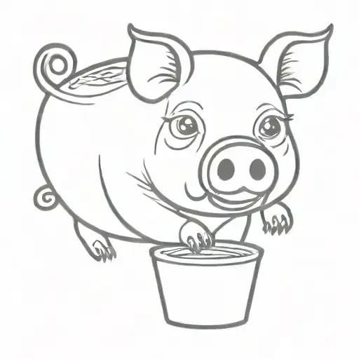 Pig And Coffee Cup