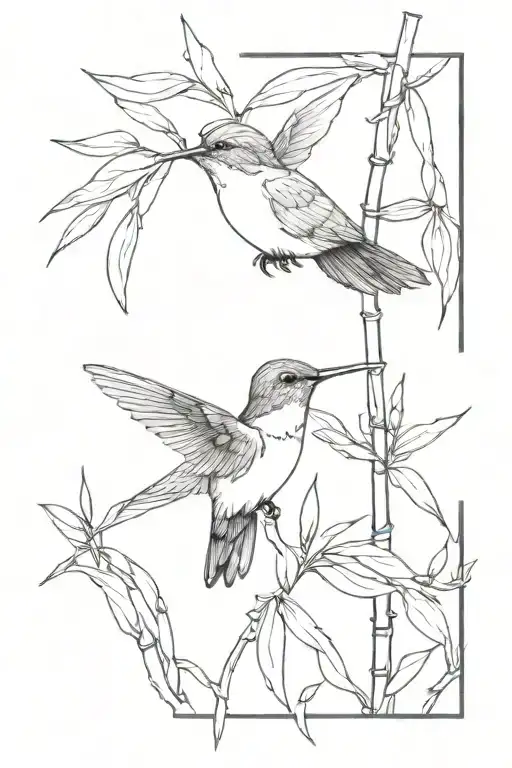 Hummingbird On Bamboo