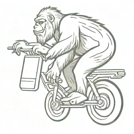Side Profile Bigfoot Riding Moped You See The Whole