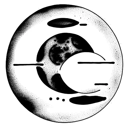 Moon Phases With Line Work And All Four Symbols For The Elements