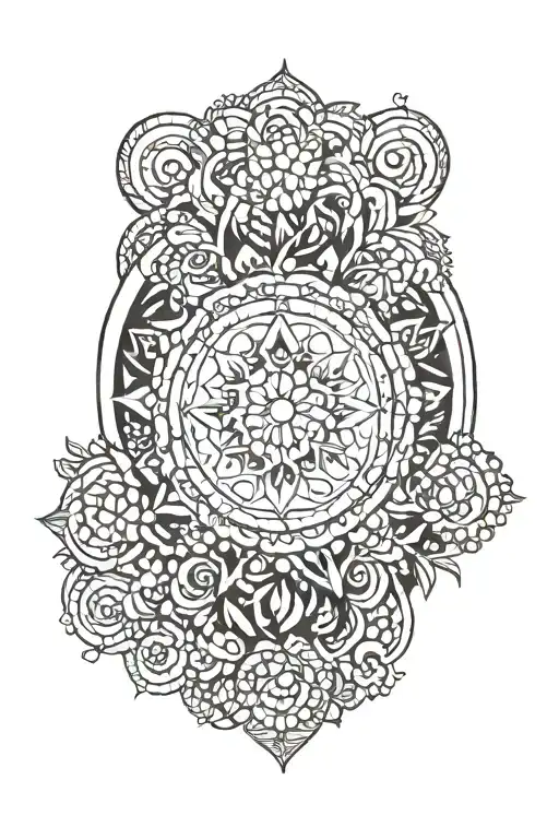 Mandala Circle Incorporating Dark Elements Like Trees