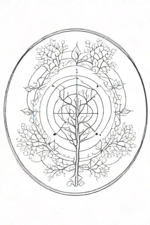 Mandala Circle Incorporating Dark Elements Like Trees