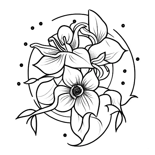 A Fine Line Bouquet Of Morning Glory And Daffodils