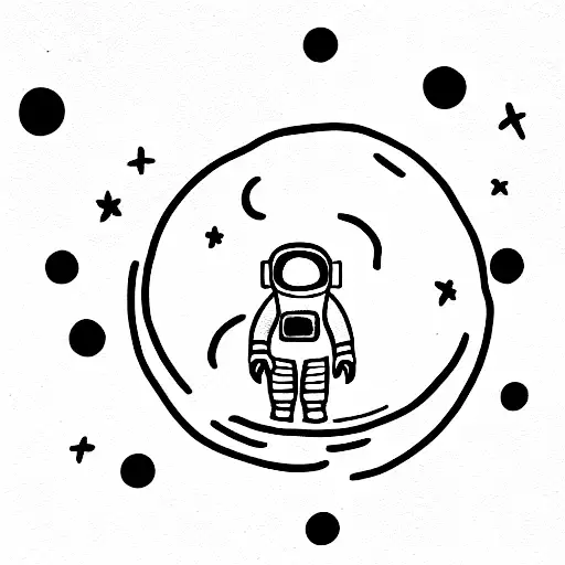 Astronaut Sitting On The Planet With Cigarette