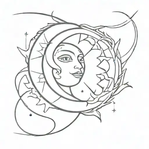 Sun And Moon Merging Together