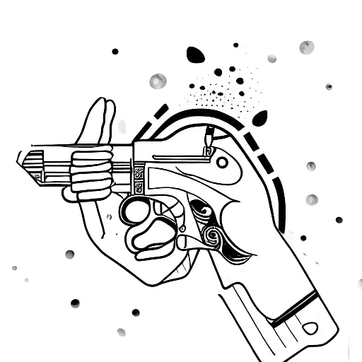 Female Hand With Gel Nails Holding A Gun That Shoots Butterflies