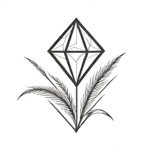 A Diamond Balancing On Top Of A Single Blade Of Grass Using Bold Black Lines In A Bold Black Frame