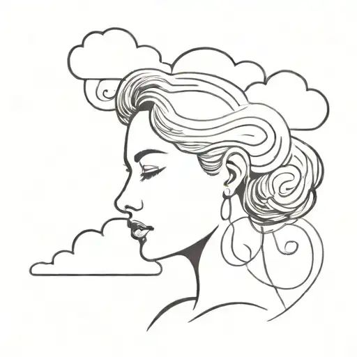 Women With Cloud Scribble Instead Her Head