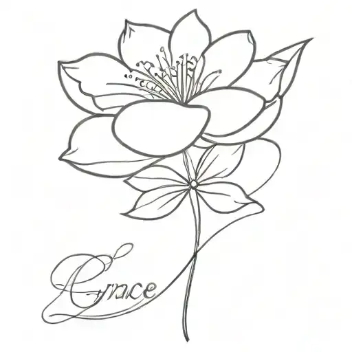 The Word Grace Threaded Into A Flower