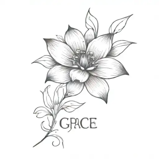 The Word Grace Threaded Into A Flower
