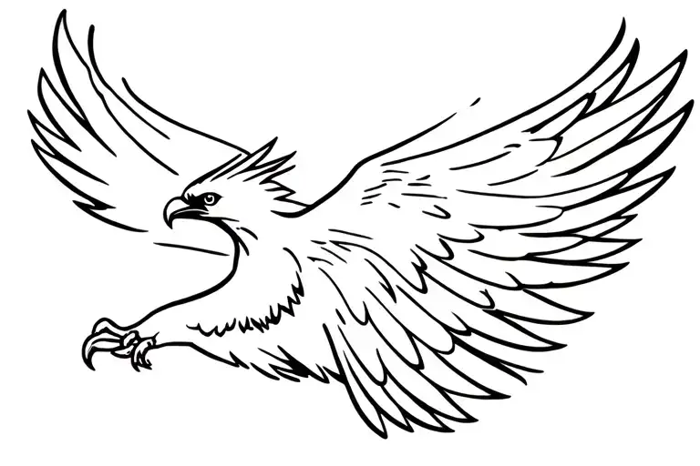 Aggressive Flying Hawk Silhouette With Open Wings From Side View Without Wool And Head Content