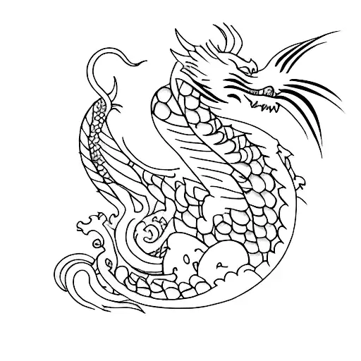 Create A Tattoo Design That Combines Your Love For Dogs And Dragons In A Minimalist Style