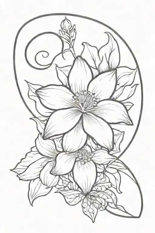 Ear Sketch With October Birth Flowers