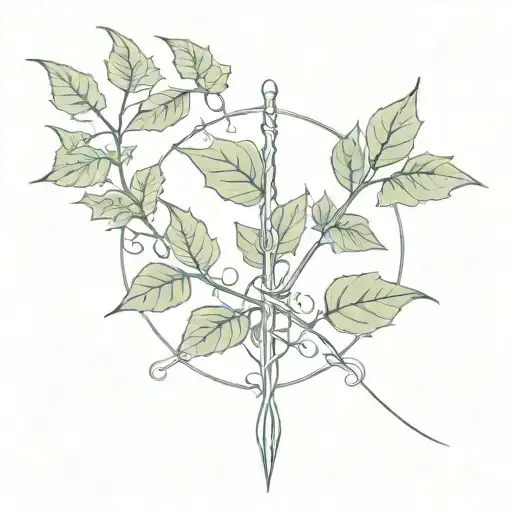 Poison Ivy Plant Intertwined With A Sword Surrounded