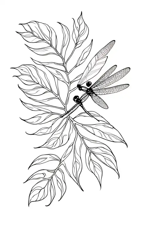 Monstera Leaves With Dragonfly