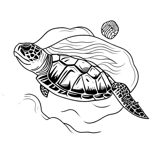 A Sea Turtle Emerging From The Depths Of The Ocean With A Hiking Trail On Its Shell