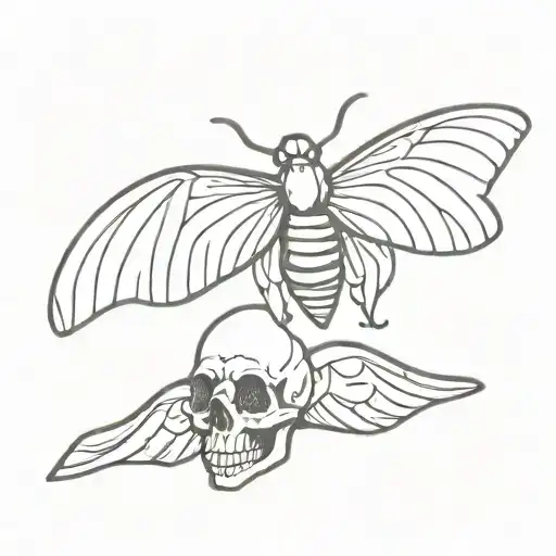 Moth With Skull Design In Wings