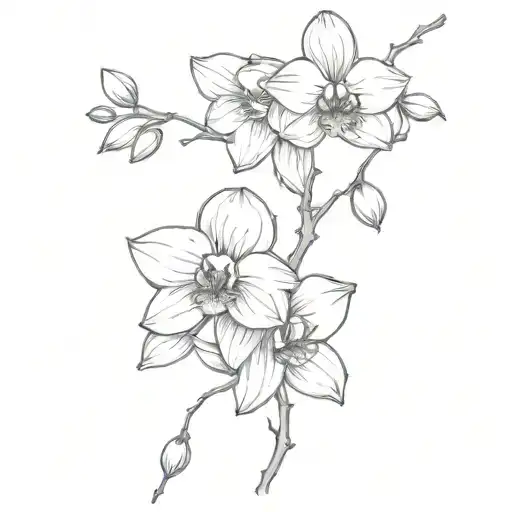 Orchid And Cherry Blossom