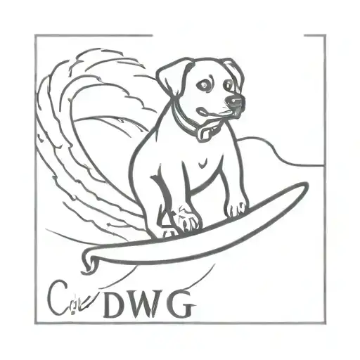 The Word 'Ciedawg' With A Dog Surfing